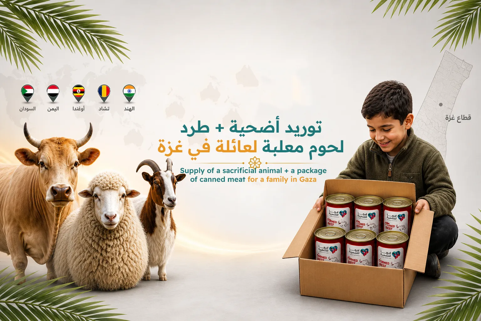 Supply of Qurbani + a package of canned meat